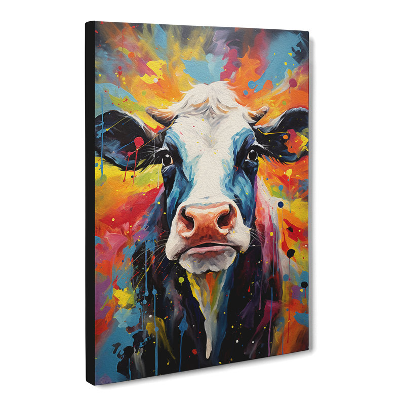 Cow Expressionism Art - Wrapped Canvas, 60cm H x 40cm W x 3cm D