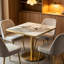 Table de salle à manger 31,5 pouces carrée moderne en faux marbre tulipe avec structure en métal | Idée de cadeau-122628286-122442995