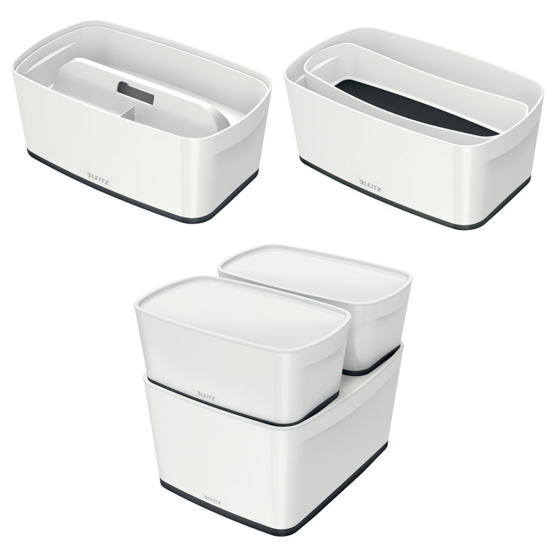 Leitz Plastic Decorative Bin, 31.8cm H x 12.8cm W x 19.1cm D, 5L, White/Black
