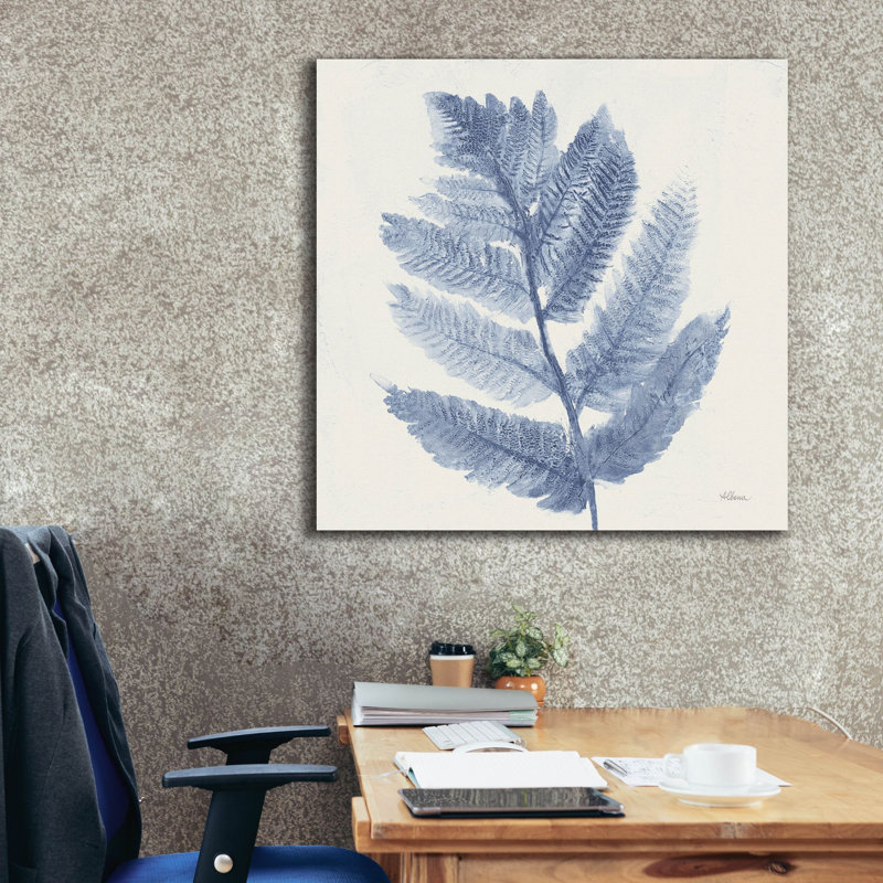 «Forest Ferns I Blue» par Albena Hristova, art mural sur toile, 37 po x 37 po
