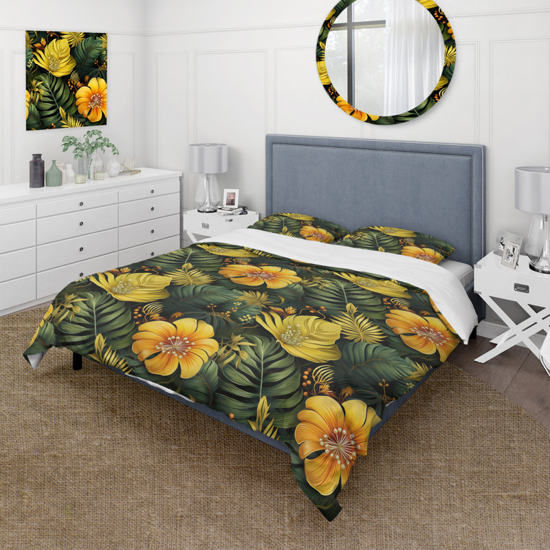 Monstera Magic Tropical Pattern III - Ensemble de housse de couette tropical