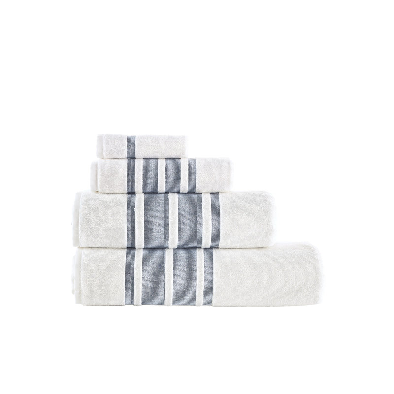 Bordure contrastante Brooks Brothers, Marine, 3 Piece Towel Set