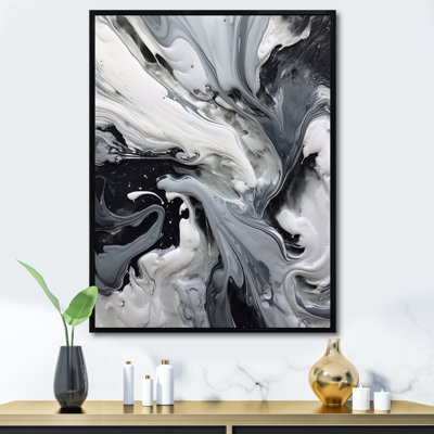 Black and Grey Harmony In Chaos - Abstract Canvas Print Wall Art