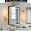Ensemble de 2 appliques murales en laiton moletées avec abat-jour en verre et ampoules incluses, luminaire doré à intensité variable pour meuble-lavabo, chambre à coucher, salon et couloir-604895015