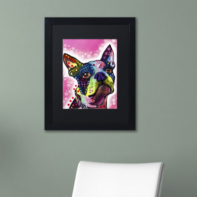« boston terrier », reproduction d’art sur toile encadrée