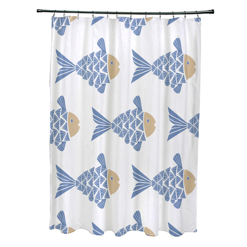 Rideau de douche simple en polyester Grand Ridge, bleu