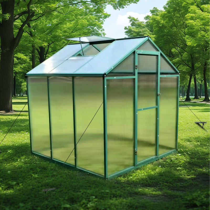 Gain Height Windproof Greenhouse 6X6 Ft - All Season Plant Shelter Heavy Duty Aluminum Frame And Polycarbonate Panels For Backyard Sanctuary Sheets