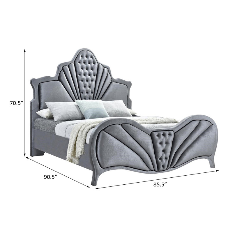Ralston Grey Upholstered Platform Bed