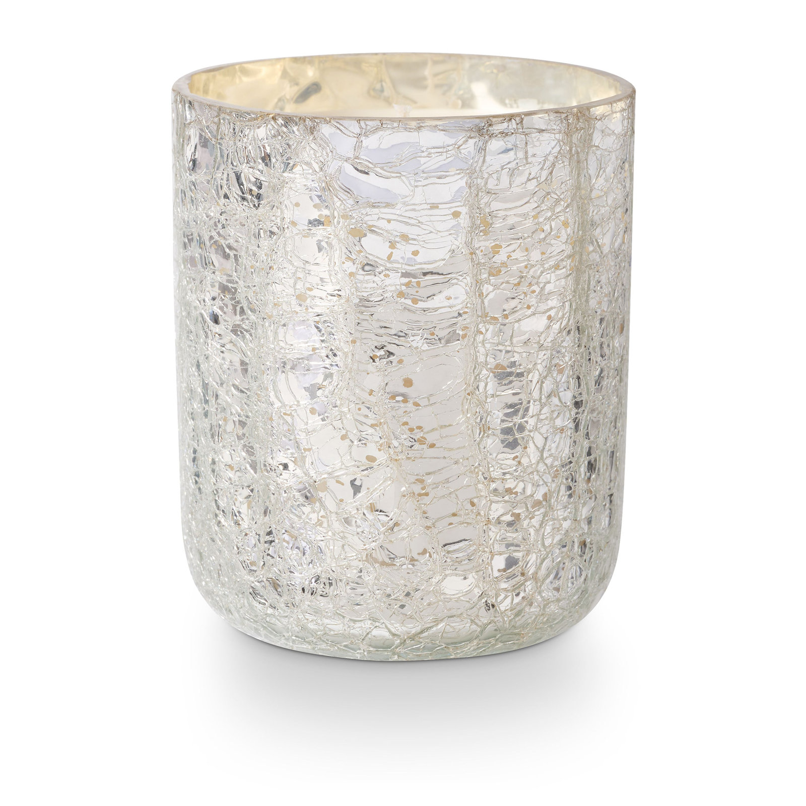Balsam Cedar Scented Candle, Small Boxed Crackle Glass