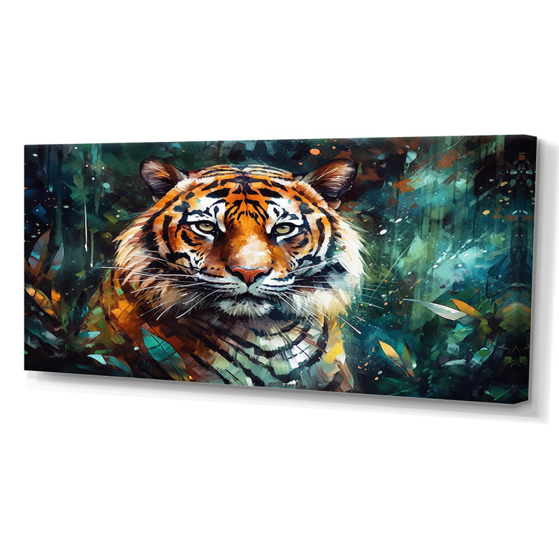 Tigre coloré dans la nature - animaux, impressions sur toile de tigre, Toile tendue, H 28 po x l 60 po x P 1,5 po