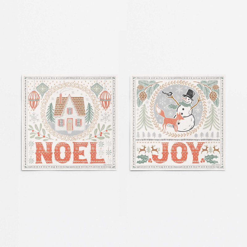 «Woodland Holiday Joy», ensemble de 2 reproductions d'art, 20 po x 20 po, Sans cadre