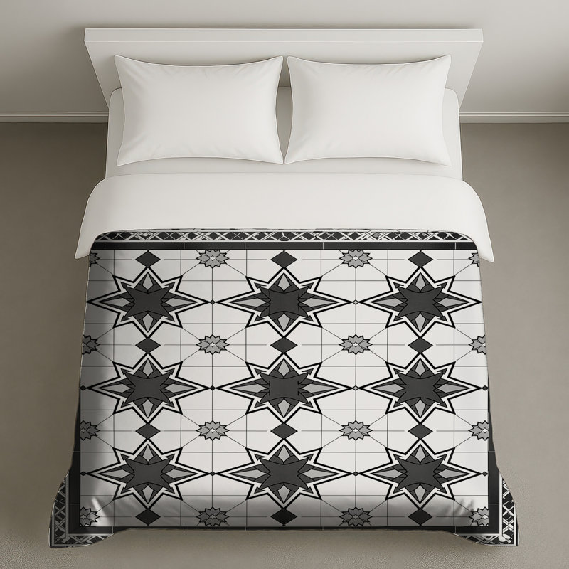 Housses de couette noires et blanches, Lit simple