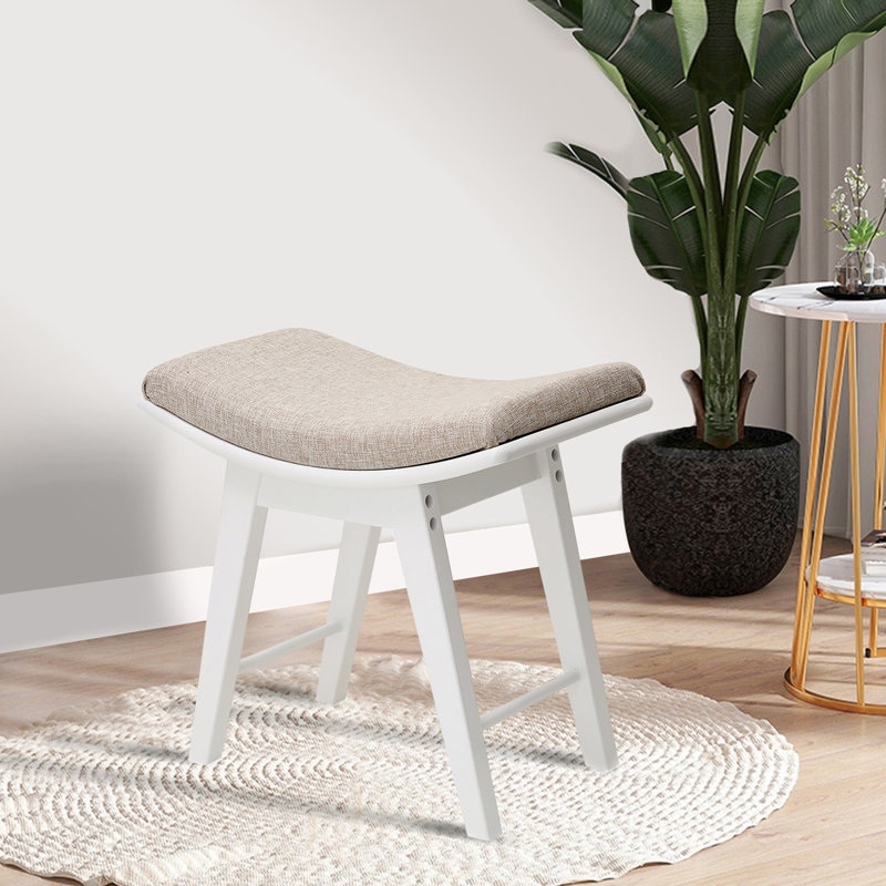 Solid Wood Accent Stool, White