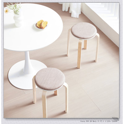 Set of 4 Stackable Stools, Round Backless Chairs for Dining Room, Kitchen, and Classroom, Space-Saving and Durable