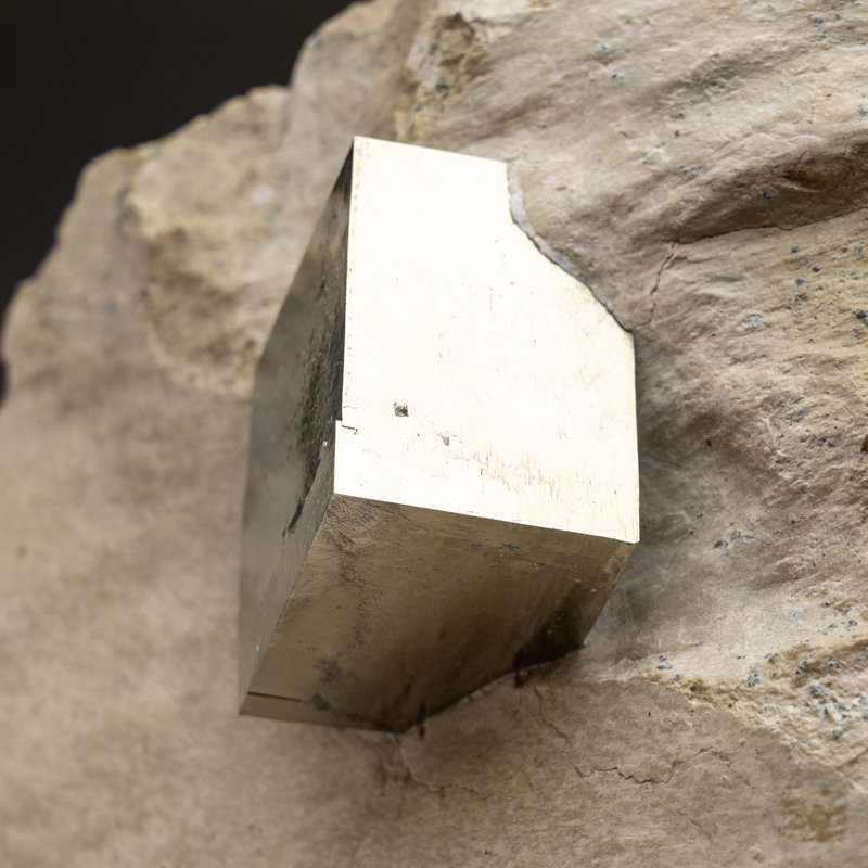 Large Genuine Pyrite Cube on Matrix
