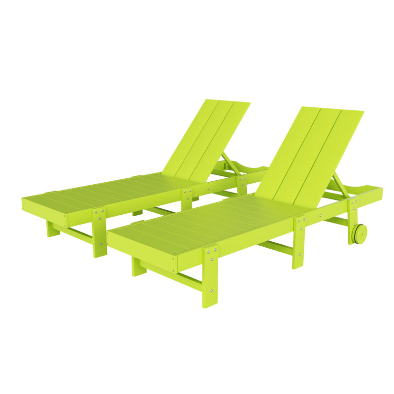 Ensemble de chaises longues inclinables en polyuréthane Joubert, Lime