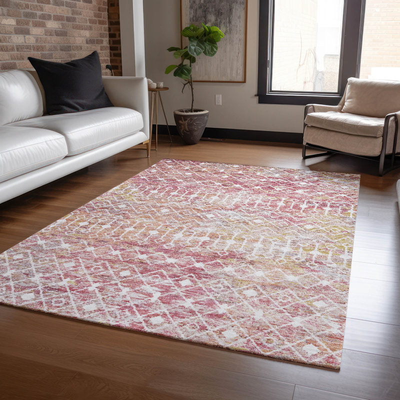 Tapis intérieur / extérieur rose Calandria, 5' x 7'6"