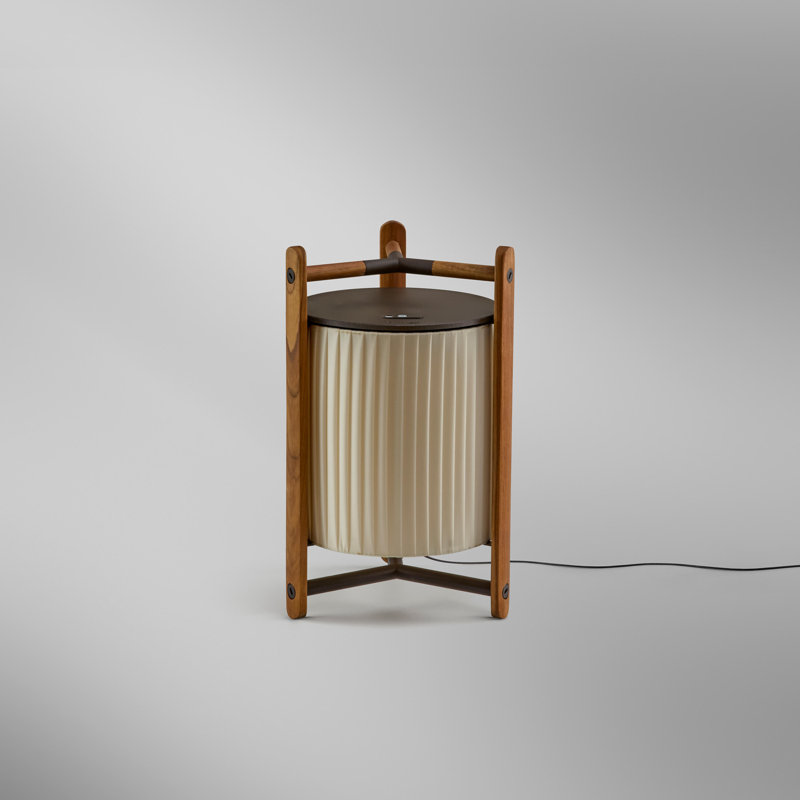 Lampe sur pied Kando - abat-jour ruban, Crème, crème