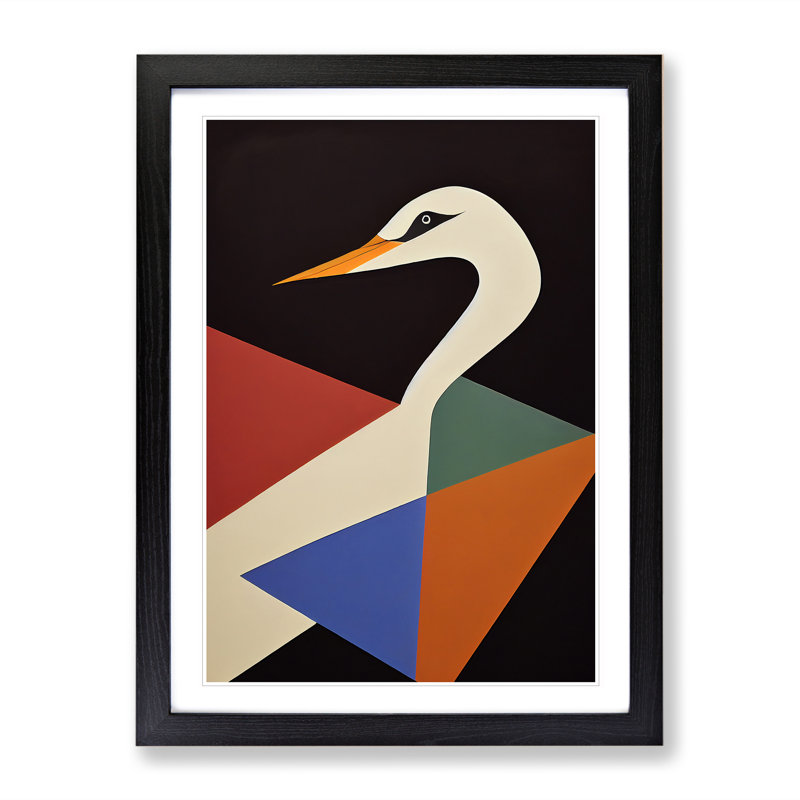 Swan in Abstract - Framed Print, Black Framed, 64cm H x 46cm W x 2cm D