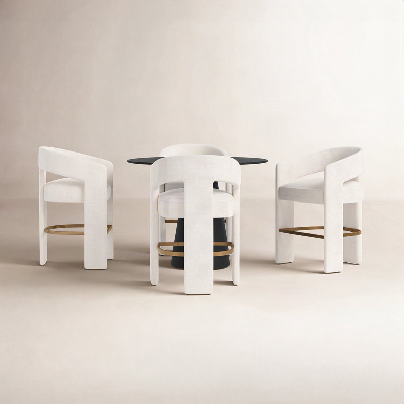 Darlington 5 - Person Pedestal Dining Set, Gwen Natural Beige Microsuede