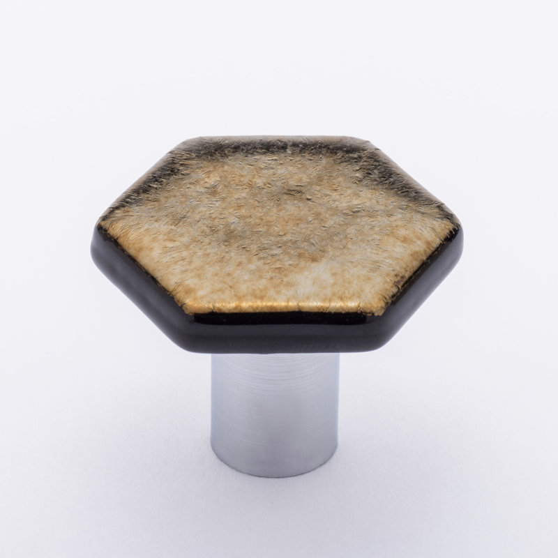 Geometric Knob, White Glass, Polished Chrome