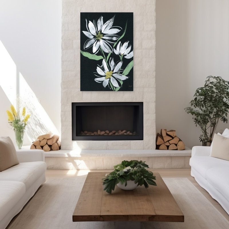 Art floral contemporain blanc minuit, 48" H x 32" W