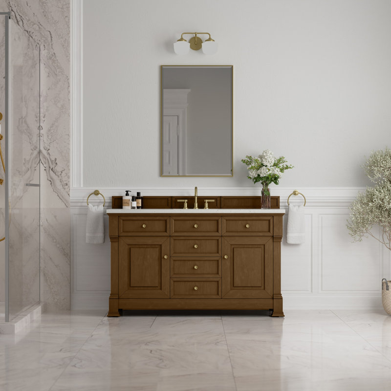 Brookfield Single Vanity, Widespread, Honey Oak, Lime Delight
