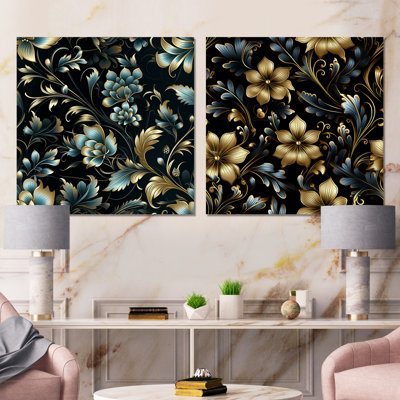 Reuland - Ensemble de 2 reproductions d'art sur toile à motif floral abstrait