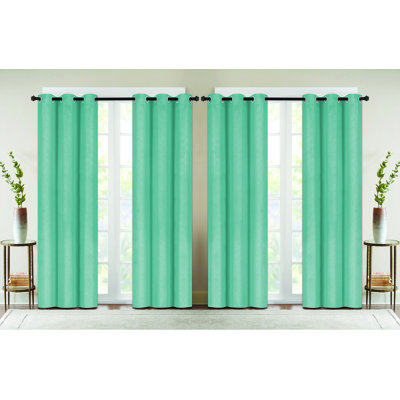 Embossed Solid Blackout Grommet Curtain Panels