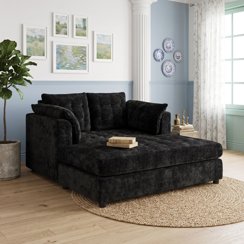 Sofa méridienne à deux places, Black