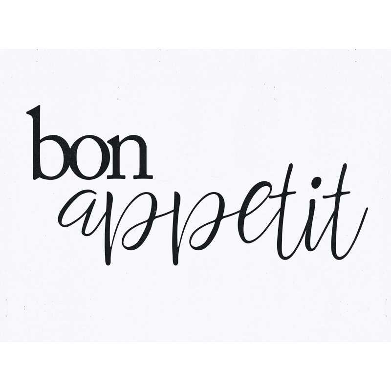 Bon Appetit 2 - Art textuel sur toile tendue, H 12 po x l 16 po