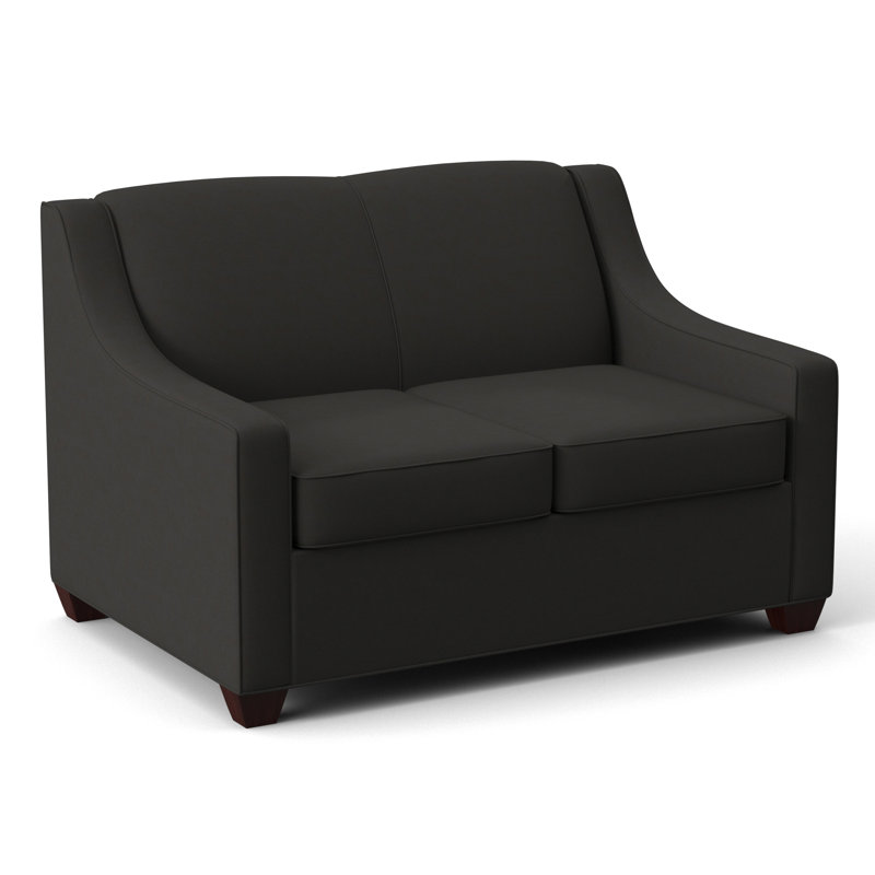 Phillips 52" Square Arm Loveseat with Reversible Cushions, Empire Mahogany, Dillon Black