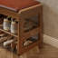 Banc à chaussures de rangement en bois massif avec options de coussins en cuir et lin-772464296-772464279-780432154