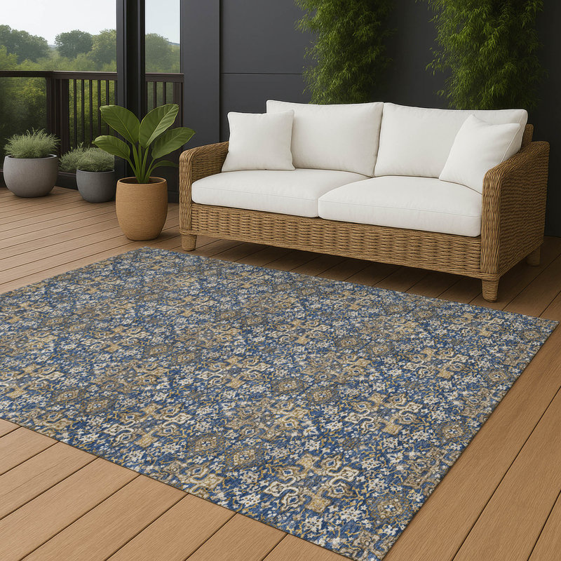 Machine Washable Indoor/Outdoor Chantille ACN2783 Global Rug, Navy, 9' x 12'