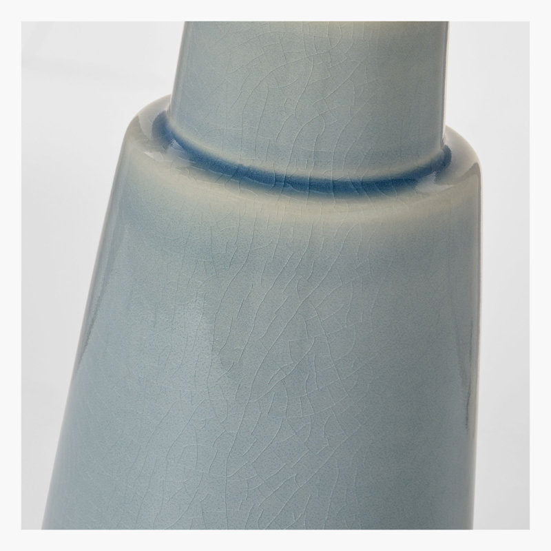Vessel Table Lamp, Blue Anglia Crackle, 23" H x 11" W x 11" D