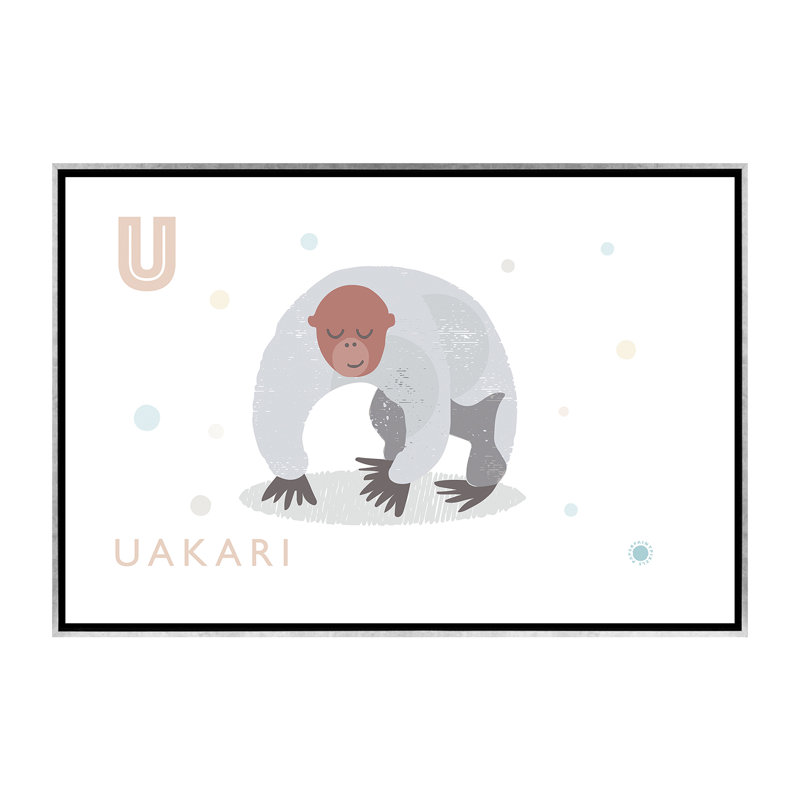Uakari - imprimé, H 40 po x l 60 po x 1,5 po, Toile avec cadre argenté, Pas de tapis