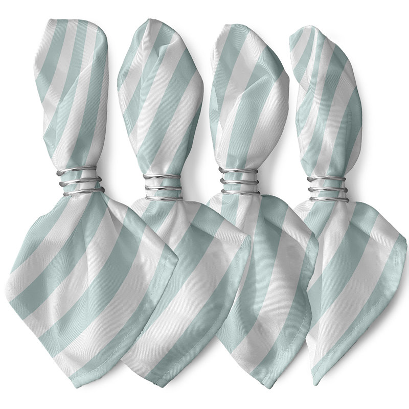 Caymen Stripe 4 Piece Napkin Set, 18" W x 18" L, Seaside Blue