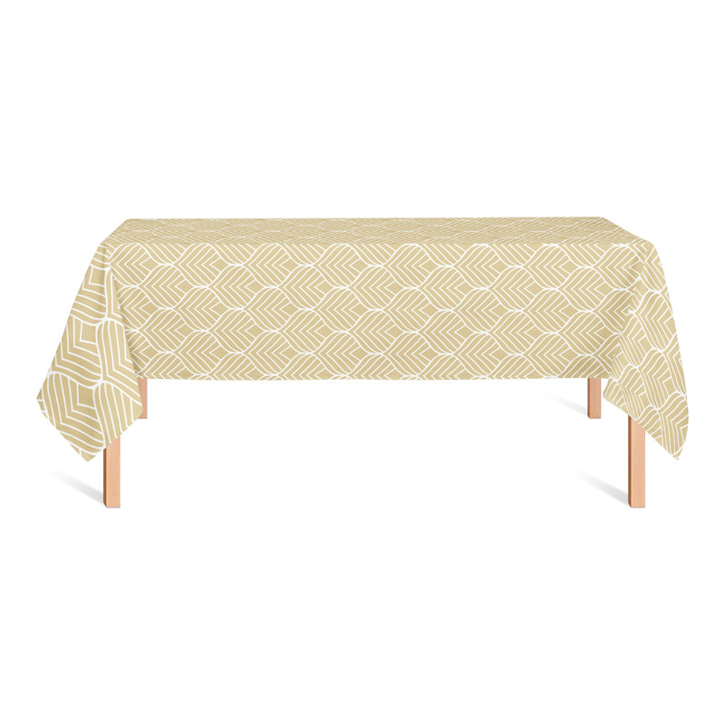 Geo Leaf Pattern Pink 3 Tablecloth, Yellow