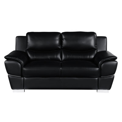 Cuir noir, structure en bois franc séché au four avec support supplémentaire, coussin en mousse à 3 couches, pieds en acier inoxydable, côté en bois brésilien massif noir véritable, pour fondation,