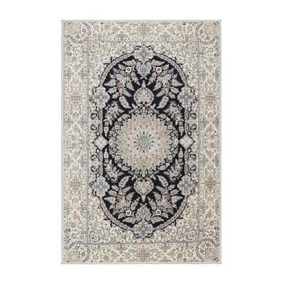 Tapis oriental noir / beige Yassin