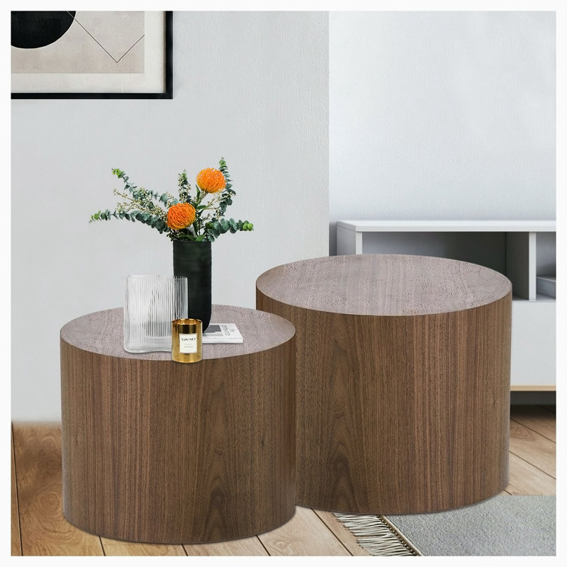Ensemble de tables de bout Block, Noyer, H 15 po x l 18,89 po x P 18,89 po