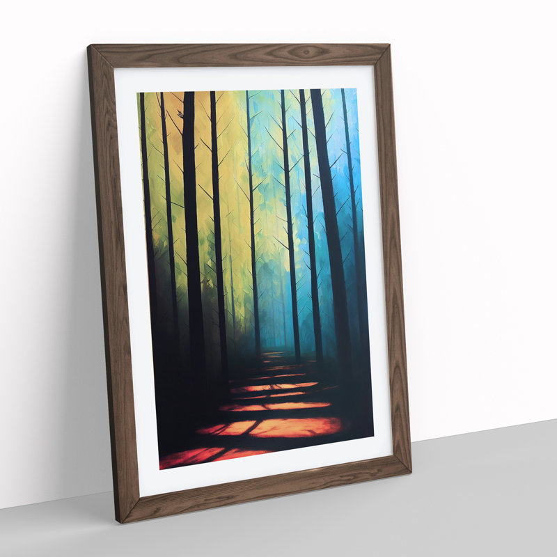 A Colourful Forest No.1 - Single Picture Frame Print, Walnut, 64cm H x 46cm W x 2cm D