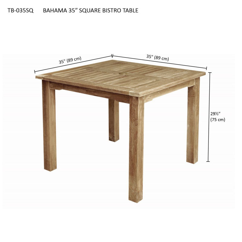 Bahama Chicago 4 - Person Teak Solid Wood Patio Dining Set Square Table