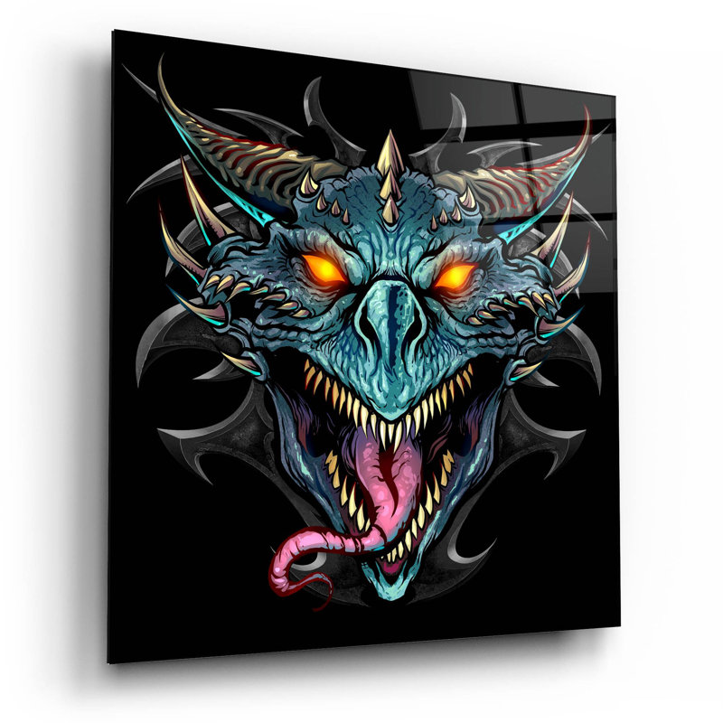 Tête de dragon sur plastique / acrylique par Flyland Designs Print, H 12 po x l 12 po x P 0,13 po