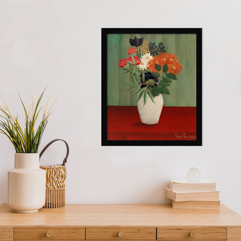 "Bouquet de fleurs" par Henri Rousseau, Noir, H 17 po x l 15 po