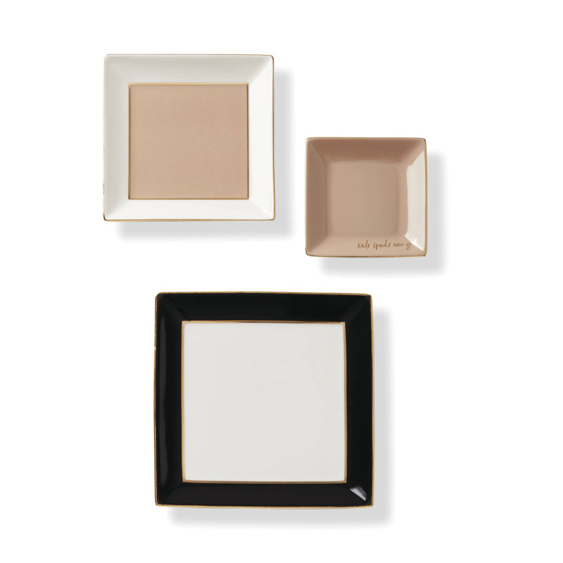 Make It Pop Neutral Black 3-Piece Tray Set, Black/White/Brown