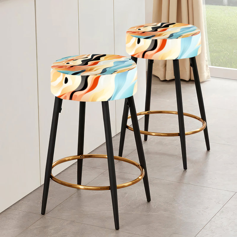 Désert Mirage multicolore - ensemble de 2 tabourets de bar abstraits