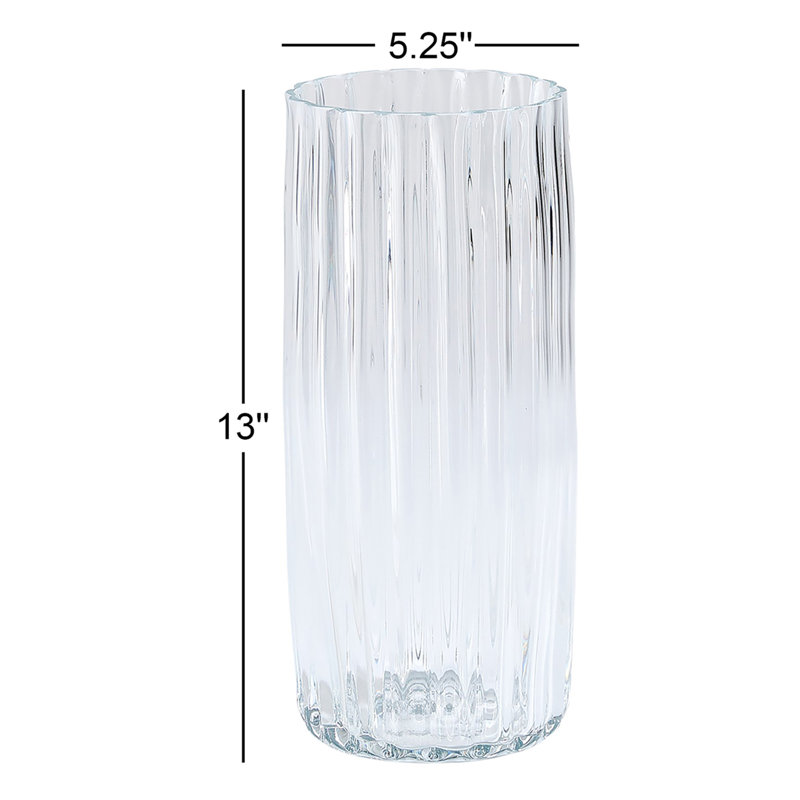 Pleated Glass Vase-Clear