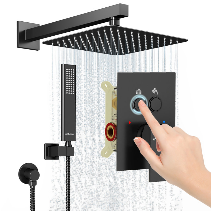 10inch Shower System With Push-button, Matte Black