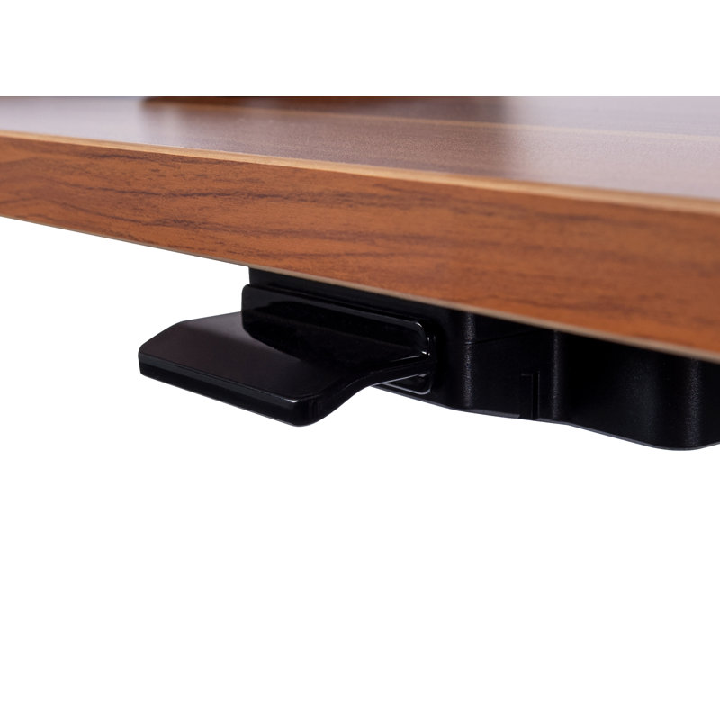 Adjustable Metal Base Standing Desk, 27.25" H x 47.25" W x 29.5" D, Teak/Black